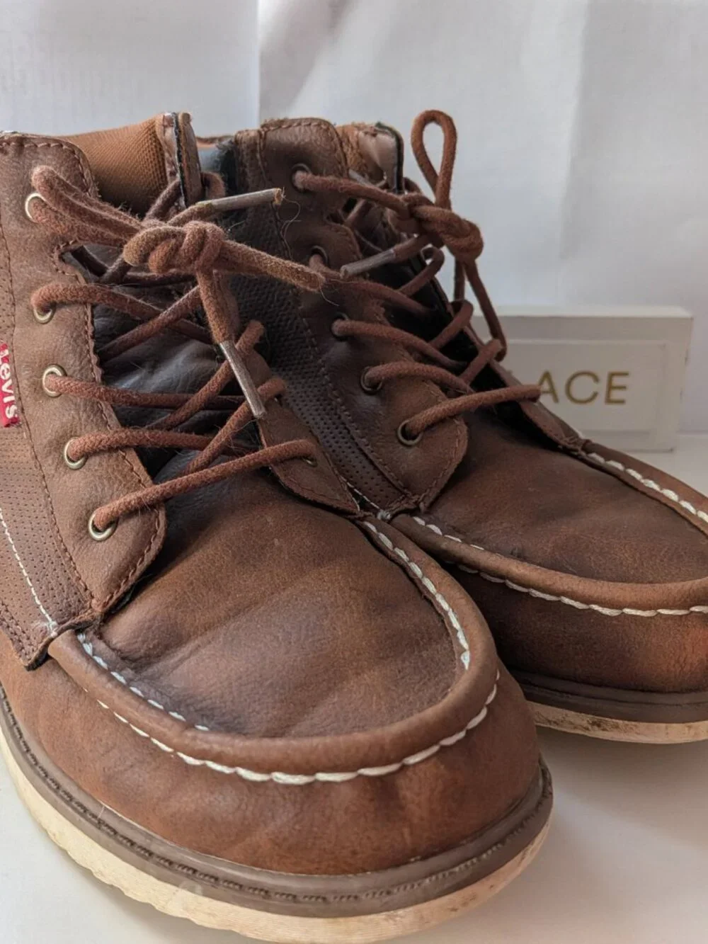 Levi's Brown Moc Toe Lace Up Boots Youth Big Kid Size 4